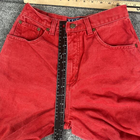 Vintage High Waist Jeans Womens Size 9/10 Red Tapered Mom Fit 90s Denim - Picture 4 of 10